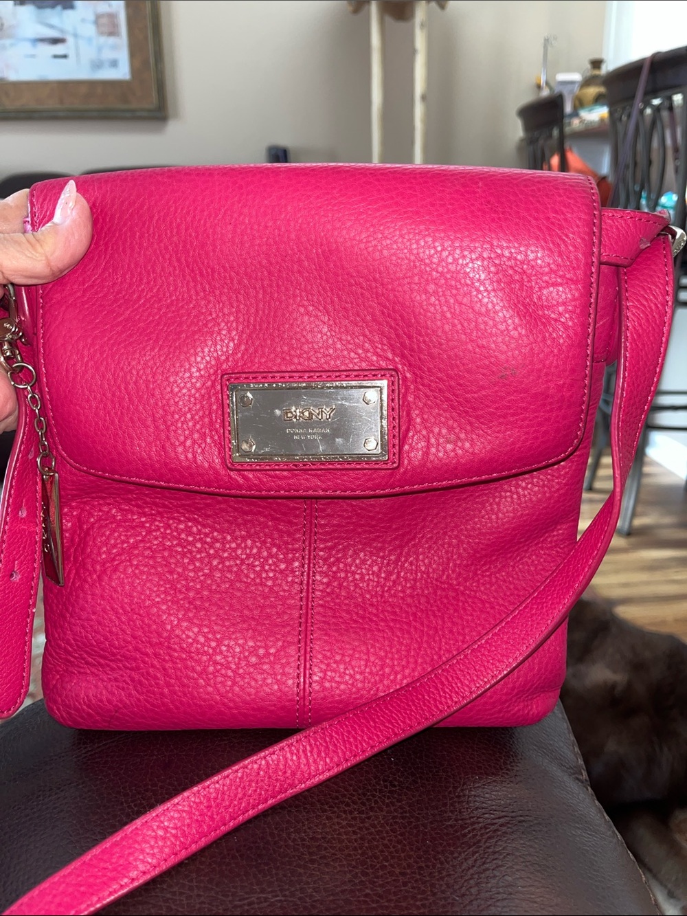 EUC Authentic DKNY Pebbled Leather Crossbody